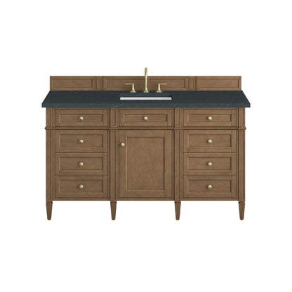 James Martin Vanities Brittany 60" Pecan Single Vanity With 3 CM Charcoal Soapstone Silestone Top