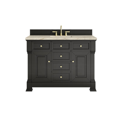 James Martin Vanities Brookfield 48" Black Onyx Single Vanity With 3 CM Tajnar Eclos Top