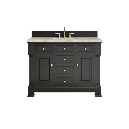 James Martin Vanities Brookfield 48" Black Onyx Single Vanity With 3 CM Tajnar Eclos Top