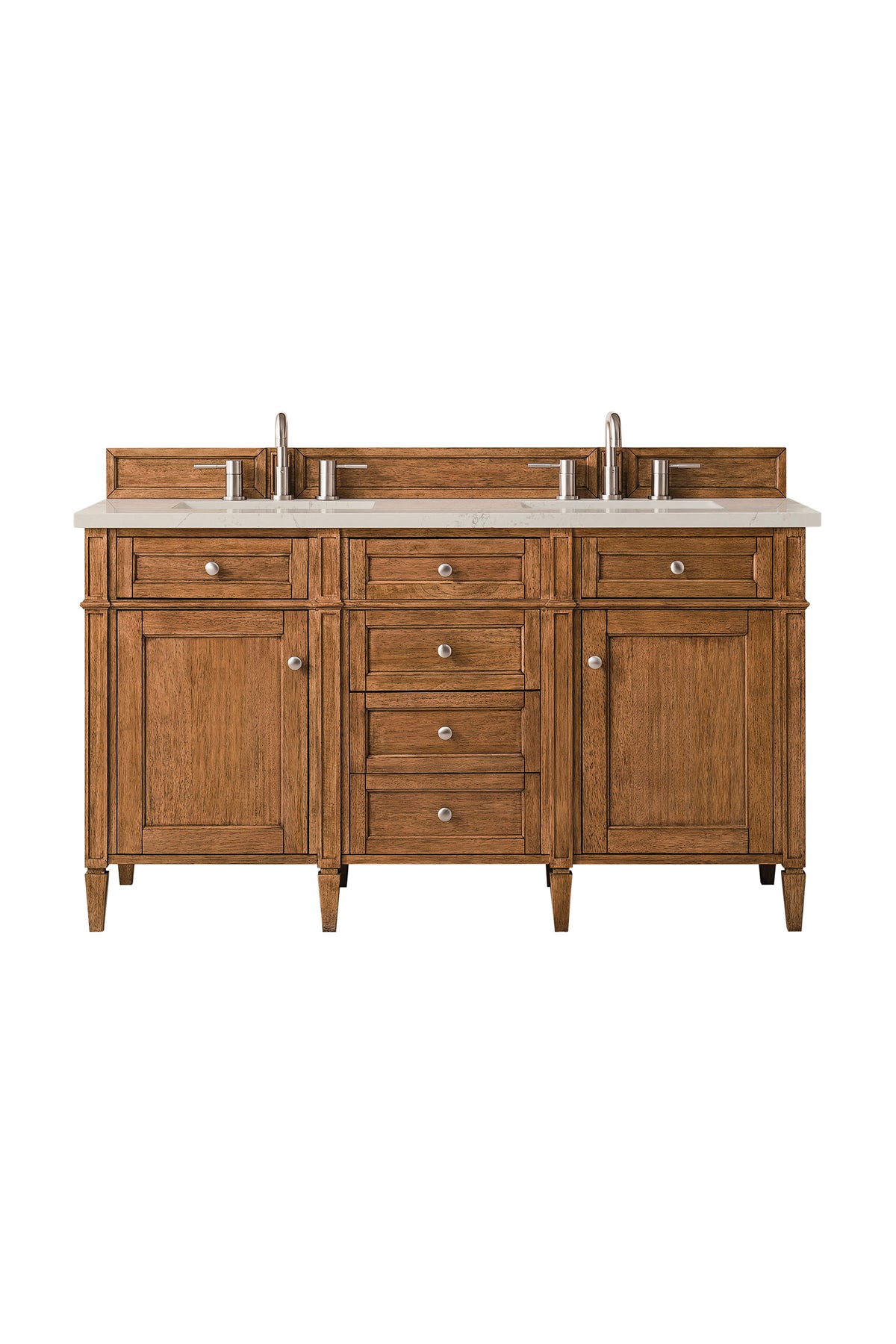 James Martin Vanities Brittany 60" Saddle Brown Double Vanity With 3 CM Siberian Silestone Top