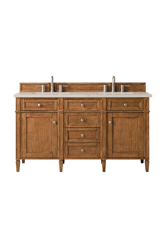 James Martin Vanities Brittany 60" Saddle Brown Double Vanity With 3 CM Siberian Silestone Top