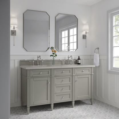 James Martin Vanities Brittany 60" Urban Gray Double Vanity With 3 CM Siberian Silestone Top