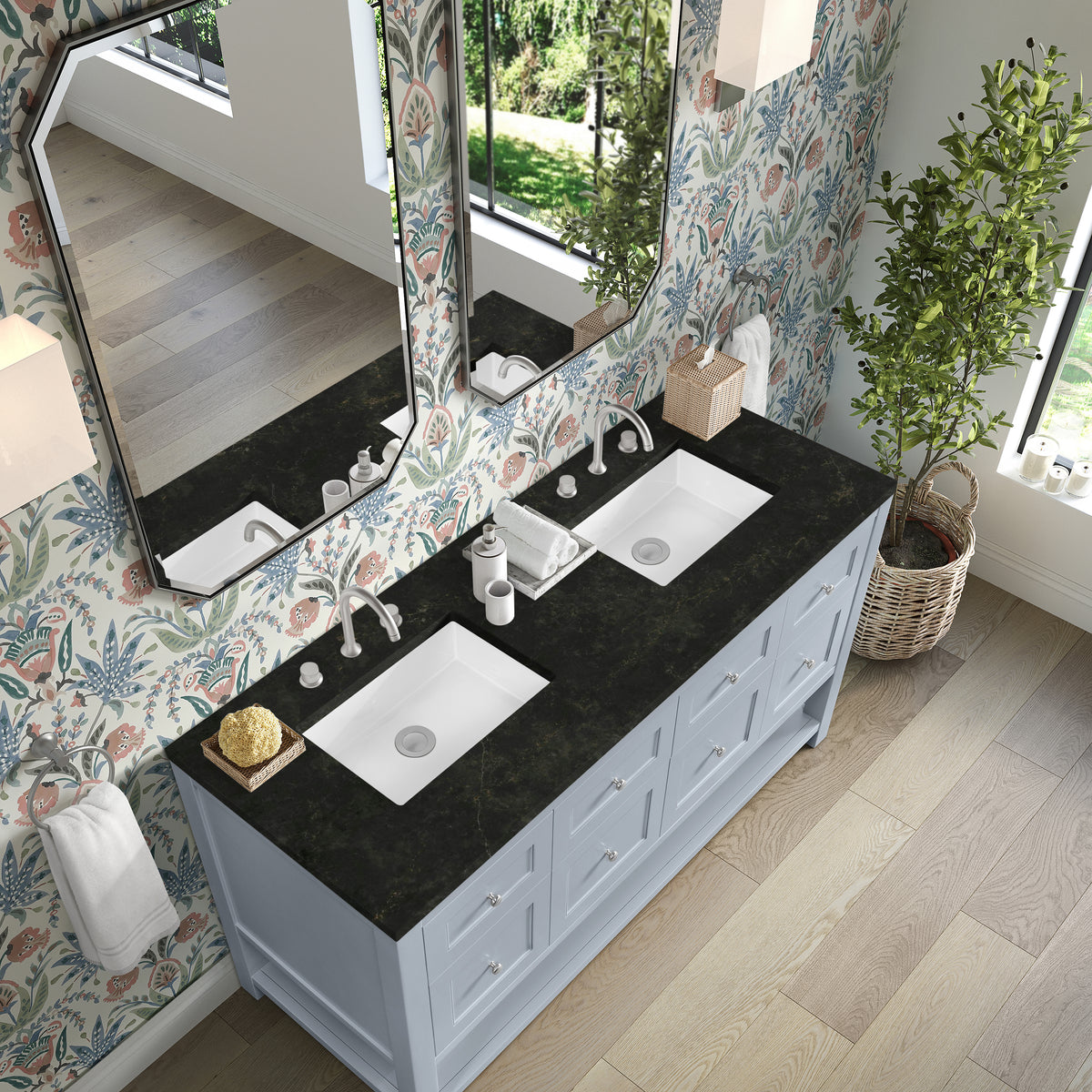 James Martin Vanities Breckenridge 60" Serenity Blue Double Vanity With 3cm Phantome Eclos Top