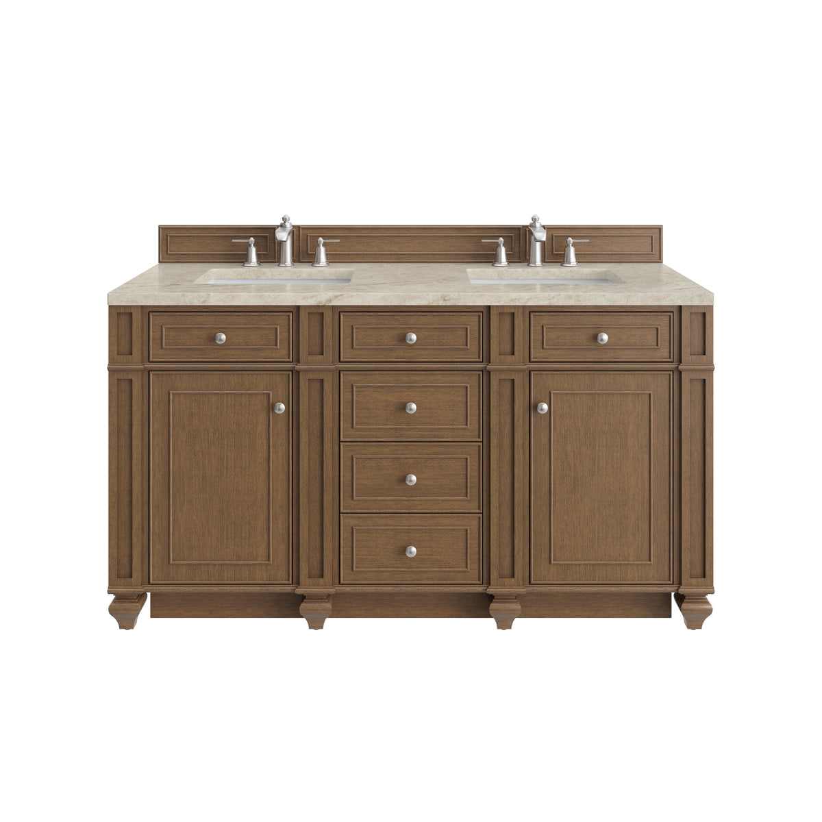 James Martin Vanities Bristol 60" Saddle Brown Double Vanity With 3 CM Tajnar Eclos Top