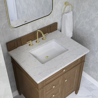 James Martin Vanities Brittany 30" Pecan Single Vanity With 3 CM Eternal Jasmine Pearl Silestone Top