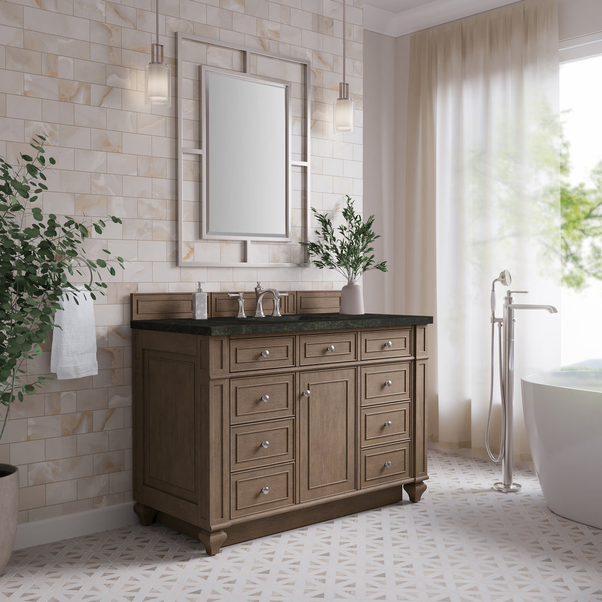 James Martin Vanities Bristol 48" Whitewashed Walnut Single Vanity With 3 CM Phantome Eclos Top