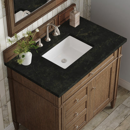 James Martin Vanities Brittany 36" Saddle Brown Single Vanity With 3 CM Phantome Eclos Top