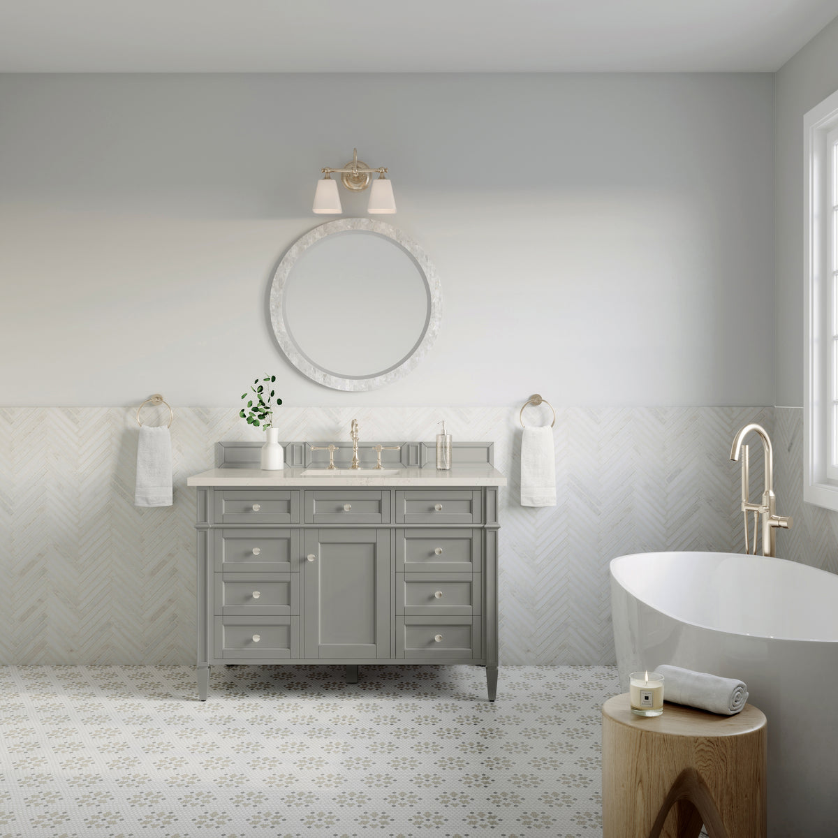 James Martin Vanities Brittany 48" Urban Gray Single Vanity With 3 CM Siberian Silestone Top