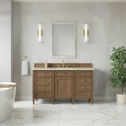 James Martin Vanities Brittany 60" Pecan Single Vanity With 3 CM Tajnar Eclos Top