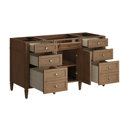 James Martin Vanities Brittany 60" Pecan Single Vanity With 3 CM Tajnar Eclos Top