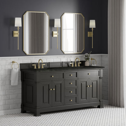 James Martin Vanities Brookfield 72" Black Onyx Double Vanity With 3 CM Phantome Eclos Top