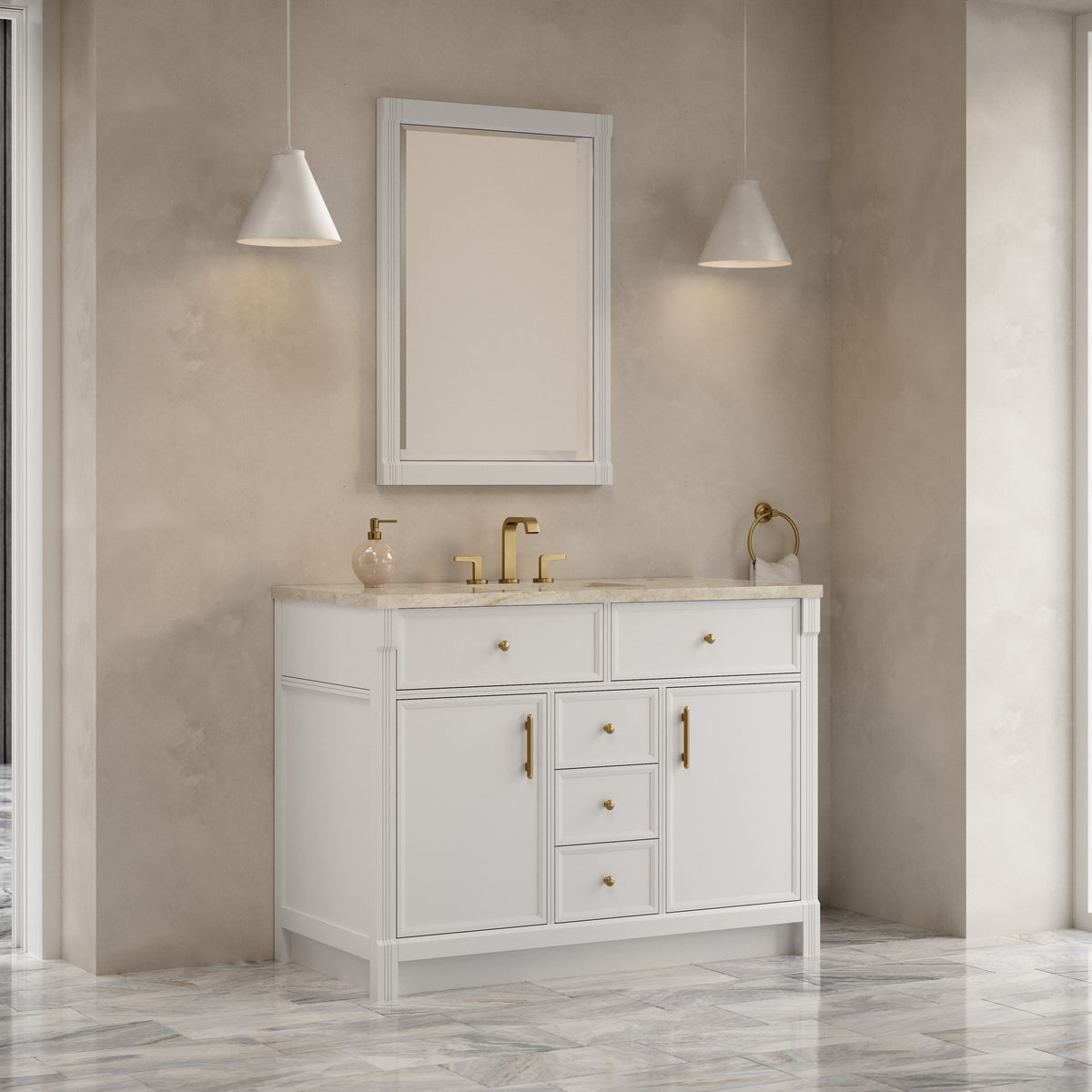 James Martin Vanities Bellshire 48" Bright White Single Vanity With 3 CM Tajnar Eclos Top