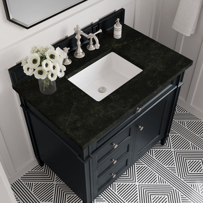 James Martin Vanities Brittany 36" Black Onyx Single Vanity With 3 CM Phantome Eclos Top