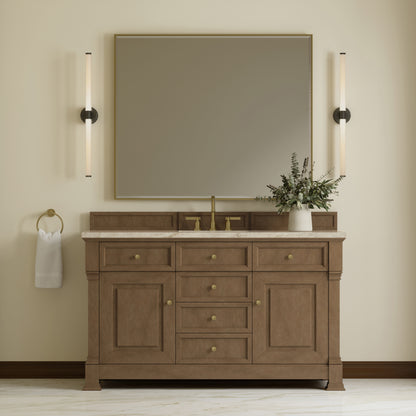 James Martin Vanities Brookfield 60" Pecan Single Vanity With 3 CM Tajnar Eclos Top and FreePower Wireless Charger
