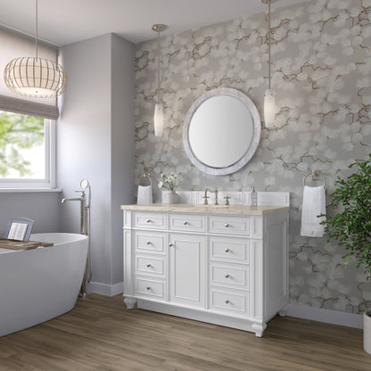 James Martin Vanities Bristol 48" Bright White Single Vanity With 3 CM Tajnar Eclos Top