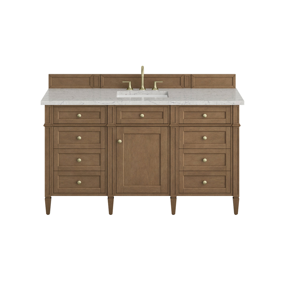 James Martin Vanities Brittany 60" Pecan Single Vanity With 3 CM Eternal Jasmine Pearl Silestone Top