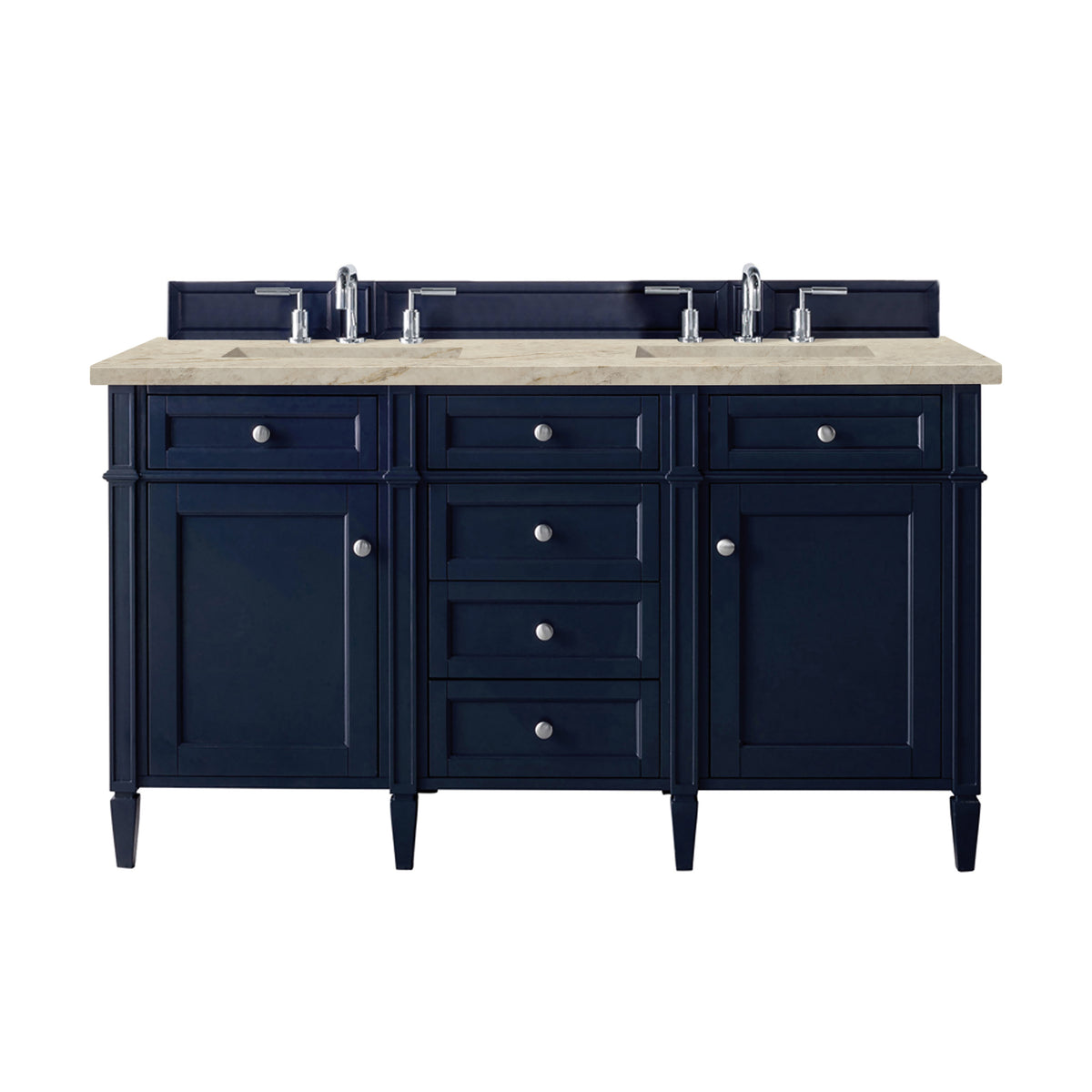 James Martin Vanities Brittany 60" Victory Blue Double Vanity With 3 CM Tajnar Eclos Top