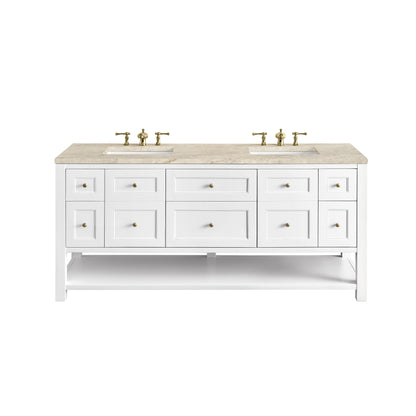 James Martin Vanities Breckenridge 72" Bright White Double Vanity With 3cm Tajnar Eclos Top