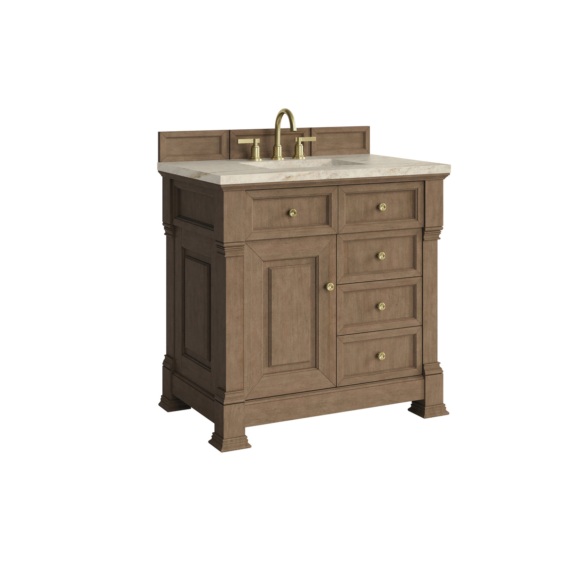 James Martin Vanities Brookfield 36" Pecan Single Vanity With 3 CM Tajnar Eclos Top