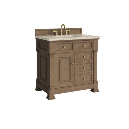 James Martin Vanities Brookfield 36" Pecan Single Vanity With 3 CM Tajnar Eclos Top