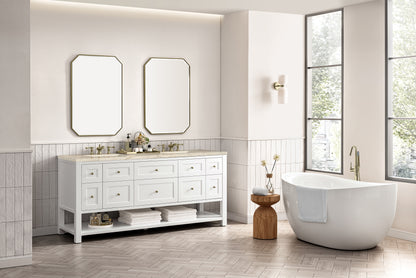 James Martin Vanities Breckenridge 72" Bright White Double Vanity With 3cm Tajnar Eclos Top