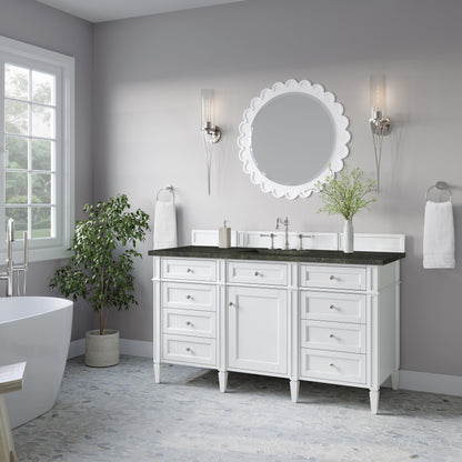James Martin Vanities Brittany 60" Bright White Single Vanity With 3 CM Phantome Eclos Top