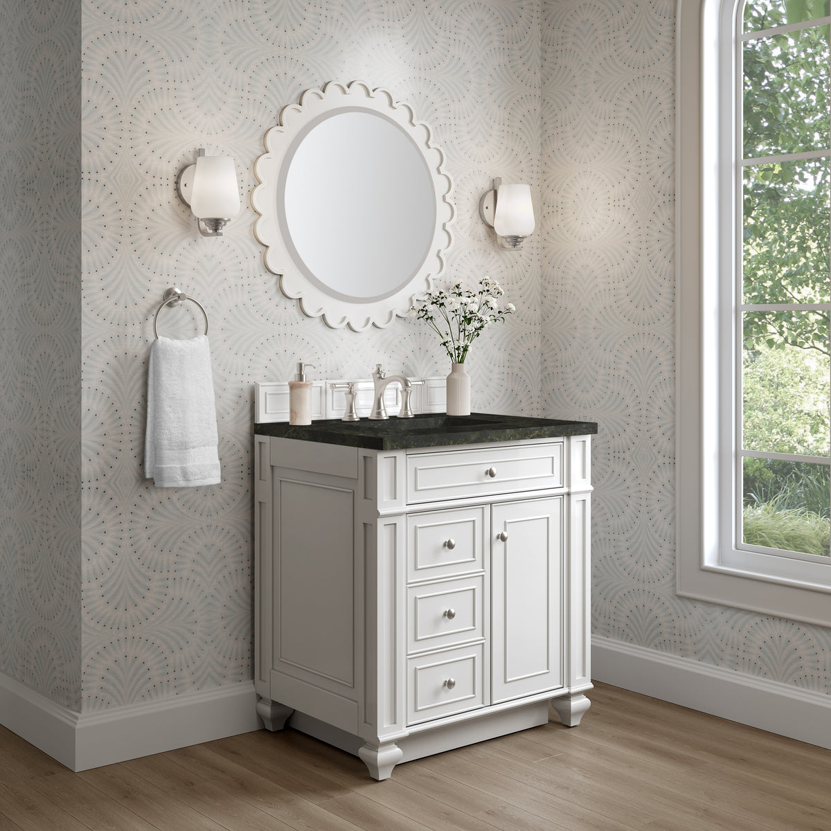James Martin Vanities Bristol 30" Bright White Single Vanity With 3 CM Phantome Eclos Top