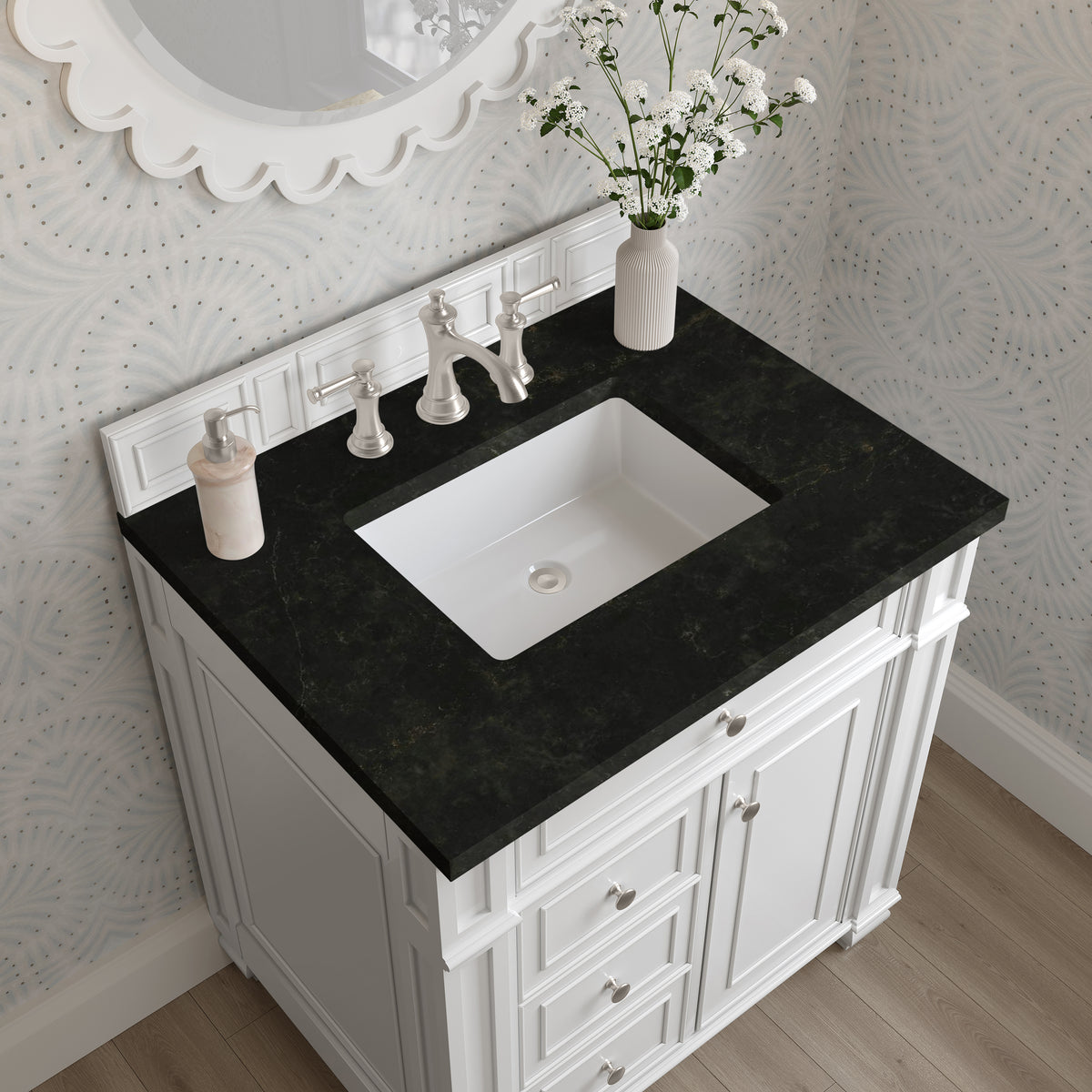 James Martin Vanities Bristol 30" Bright White Single Vanity With 3 CM Phantome Eclos Top