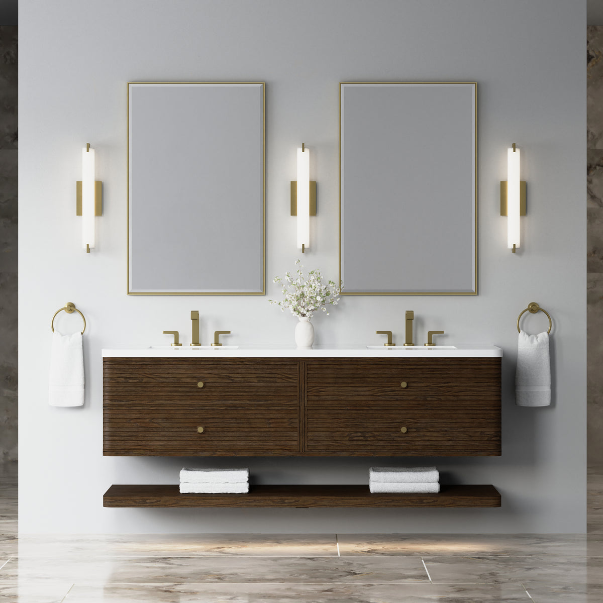 James Martin Vanities Allamari 72" Sable Double Vanity With 3 CM White Zeus Silestone Top