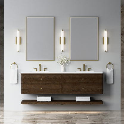James Martin Vanities Allamari 72" Sable Double Vanity With 3 CM White Zeus Silestone Top