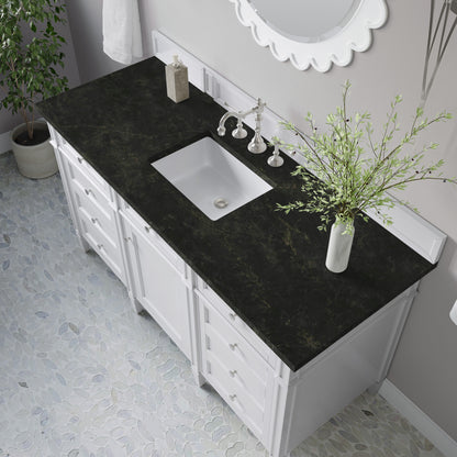 James Martin Vanities Brittany 60" Bright White Single Vanity With 3 CM Phantome Eclos Top
