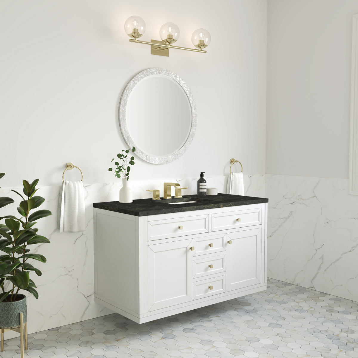 James Martin Vanities Chicago 48" Glossy White Single Vanity With 3 CM Phantome Eclos Top