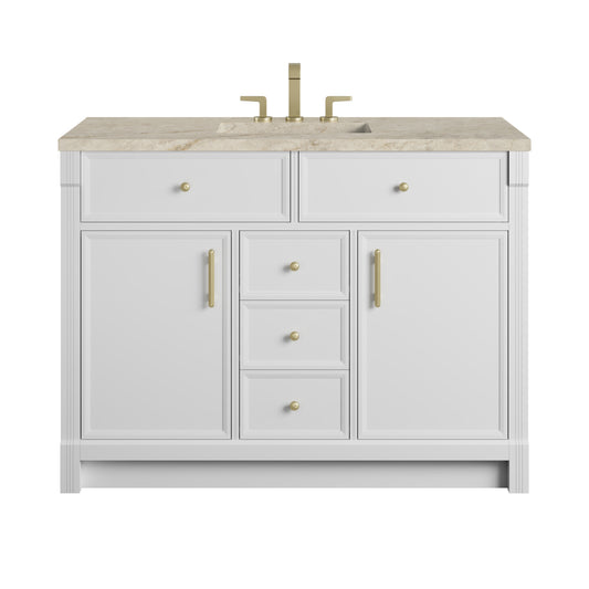 James Martin Vanities Bellshire 48" Bright White Single Vanity With 3 CM Tajnar Eclos Top