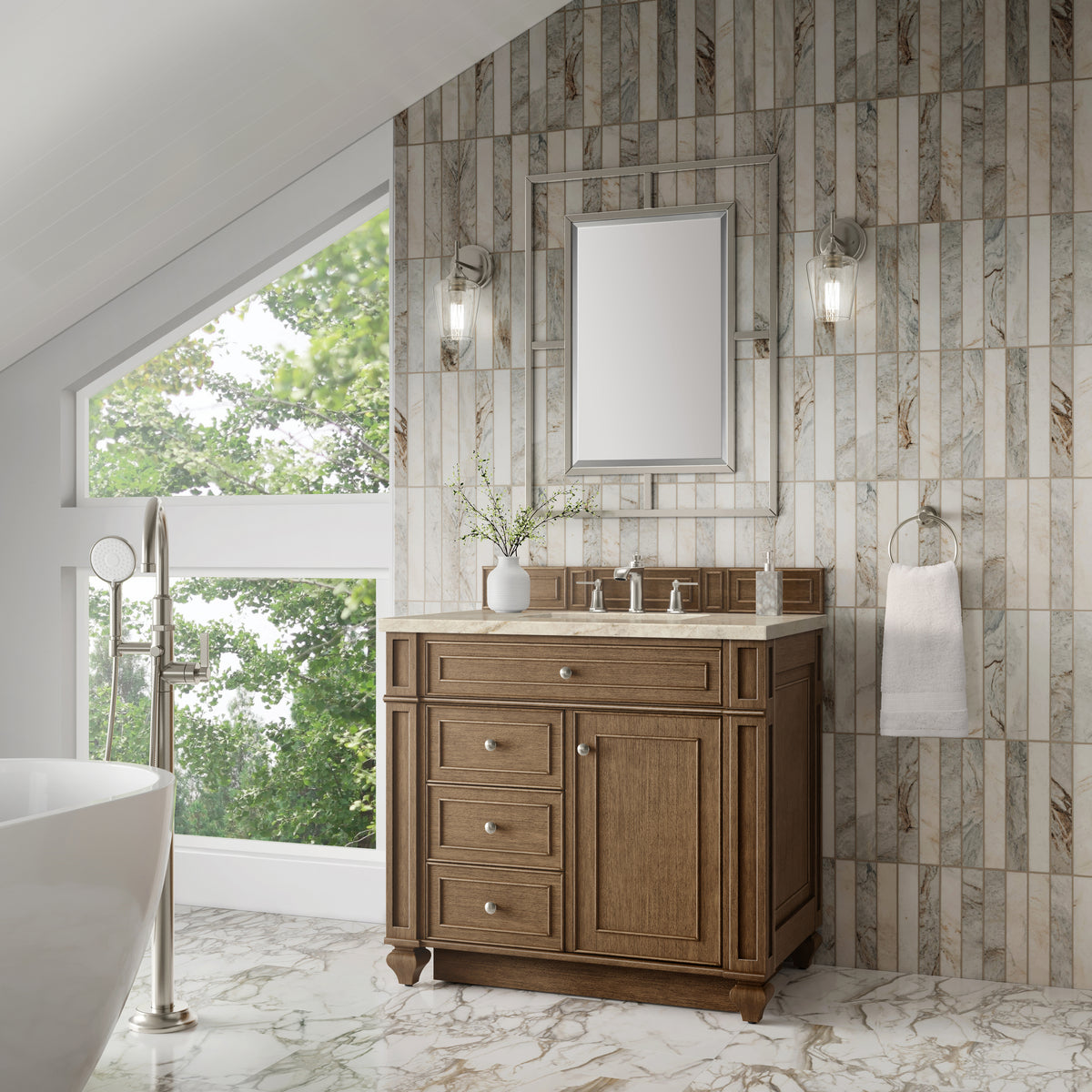 James Martin Vanities Bristol 36" Saddle Brown Single Vanity With 3 CM Tajnar Eclos Top