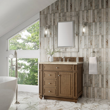 James Martin Vanities Bristol 36" Saddle Brown Single Vanity With 3 CM Tajnar Eclos Top