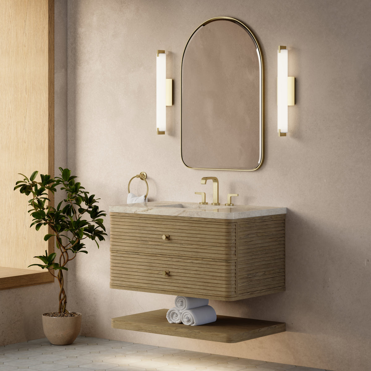James Martin Vanities Allamari 36" Dune Mist Single Vanity With 3 CM Tajnar Eclos Top