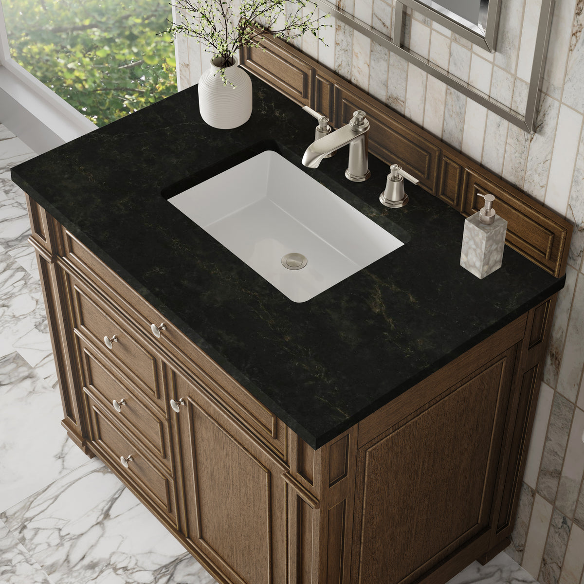 James Martin Vanities Bristol 36" Saddle Brown Single Vanity With 3 CM Phantome Eclos Top