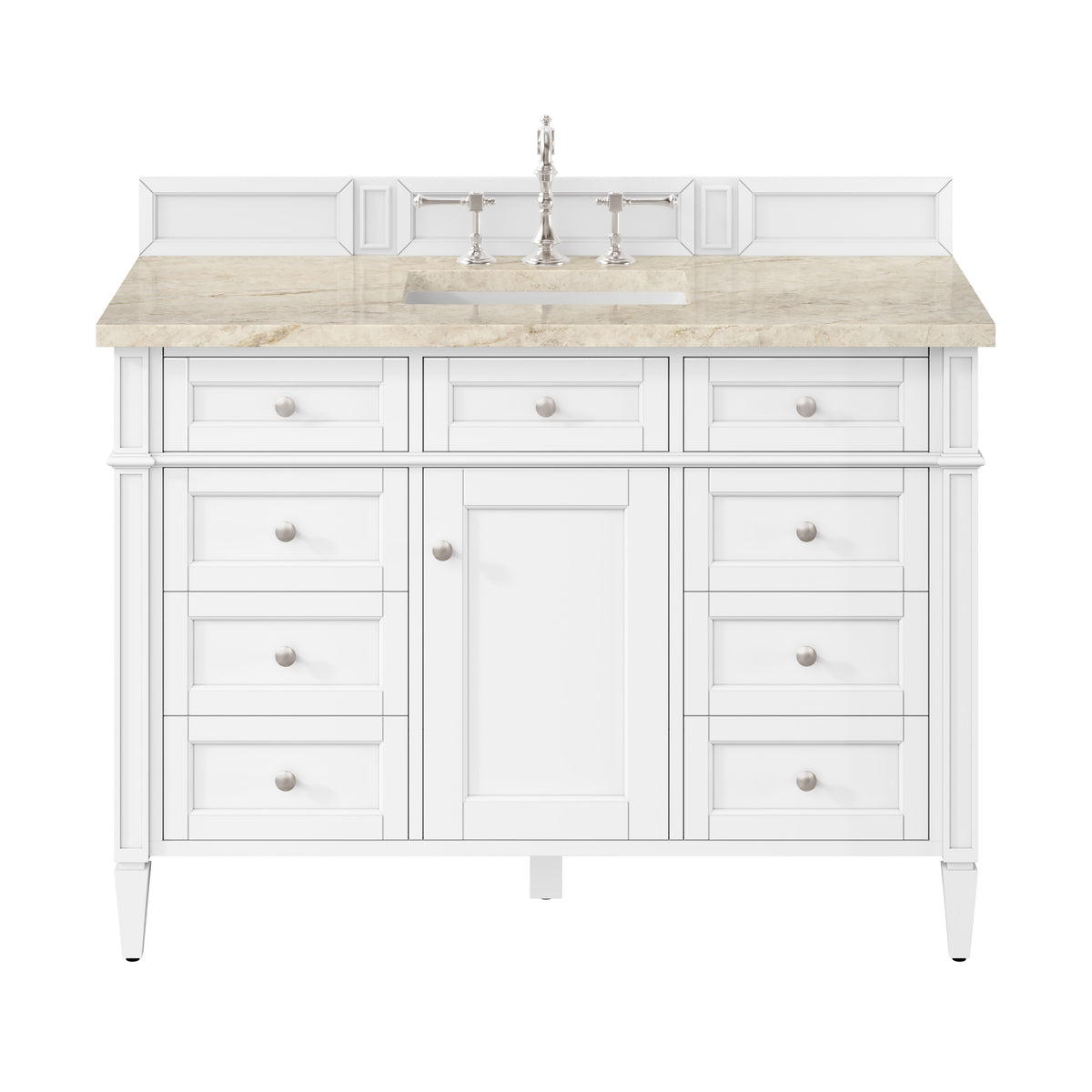 James Martin Vanities Brittany 48" Bright White Single Vanity With 3 CM Tajnar Eclos Top