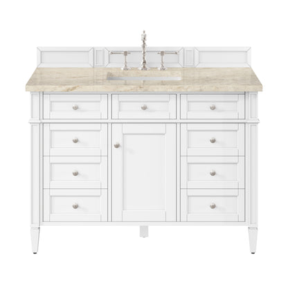 James Martin Vanities Brittany 48" Bright White Single Vanity With 3 CM Tajnar Eclos Top