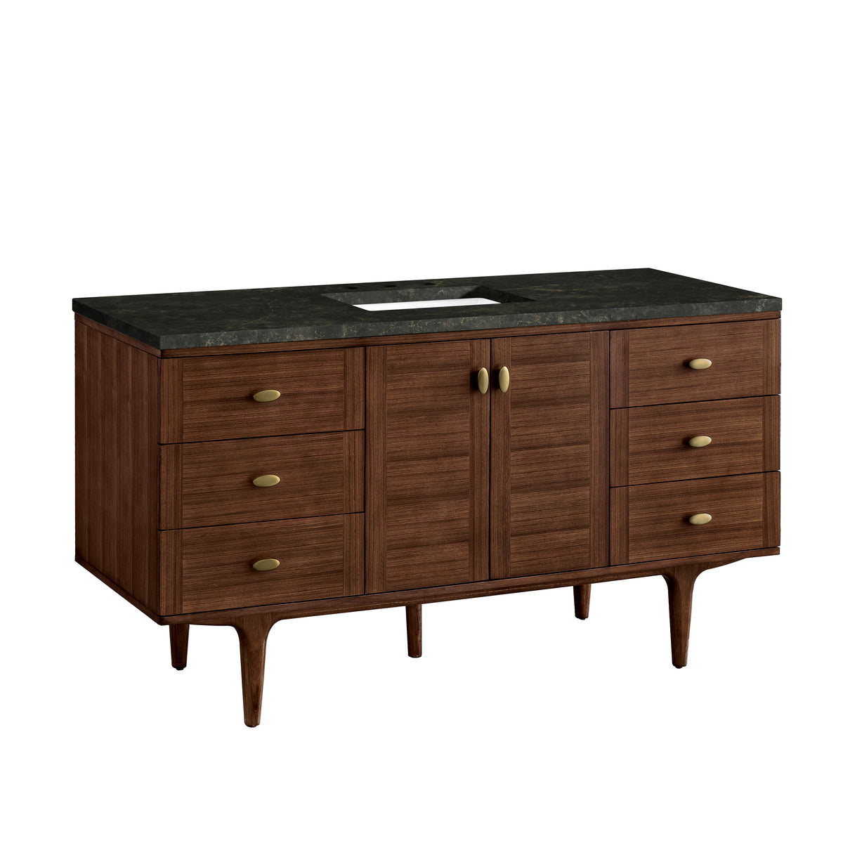 James Martin Vanities Amberly 60" Mid-Century Walnut Single Vanity With 3 CM Phantome Eclos Top