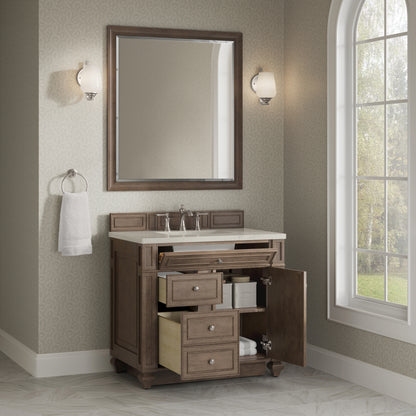 James Martin Vanities Bristol 36" Whitewashed Walnut Single Vanity With 3 CM Siberian Silestone Top