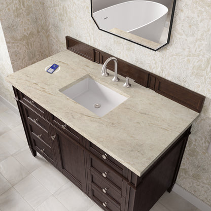 James Martin Vanities Brittany 48" Burnished Mahogany Single Vanity With 3 CM Tajnar Eclos Top and FreePower Wireless Charger