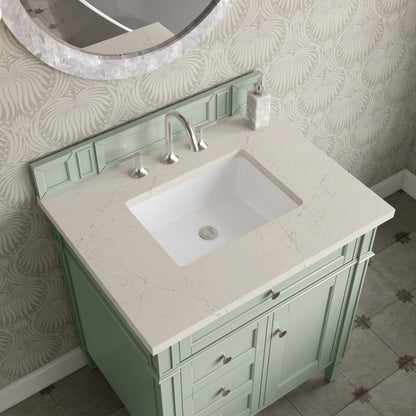 James Martin Vanities Brittany 30" Sage Green Single Vanity With 3 CM Siberian Silestone Top