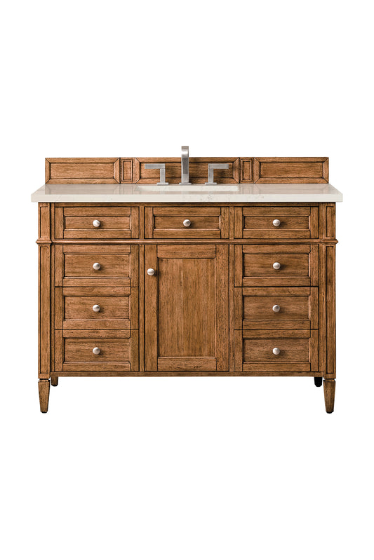 James Martin Vanities Brittany 48" Saddle Brown Single Vanity With 3 CM Siberian Silestone Top