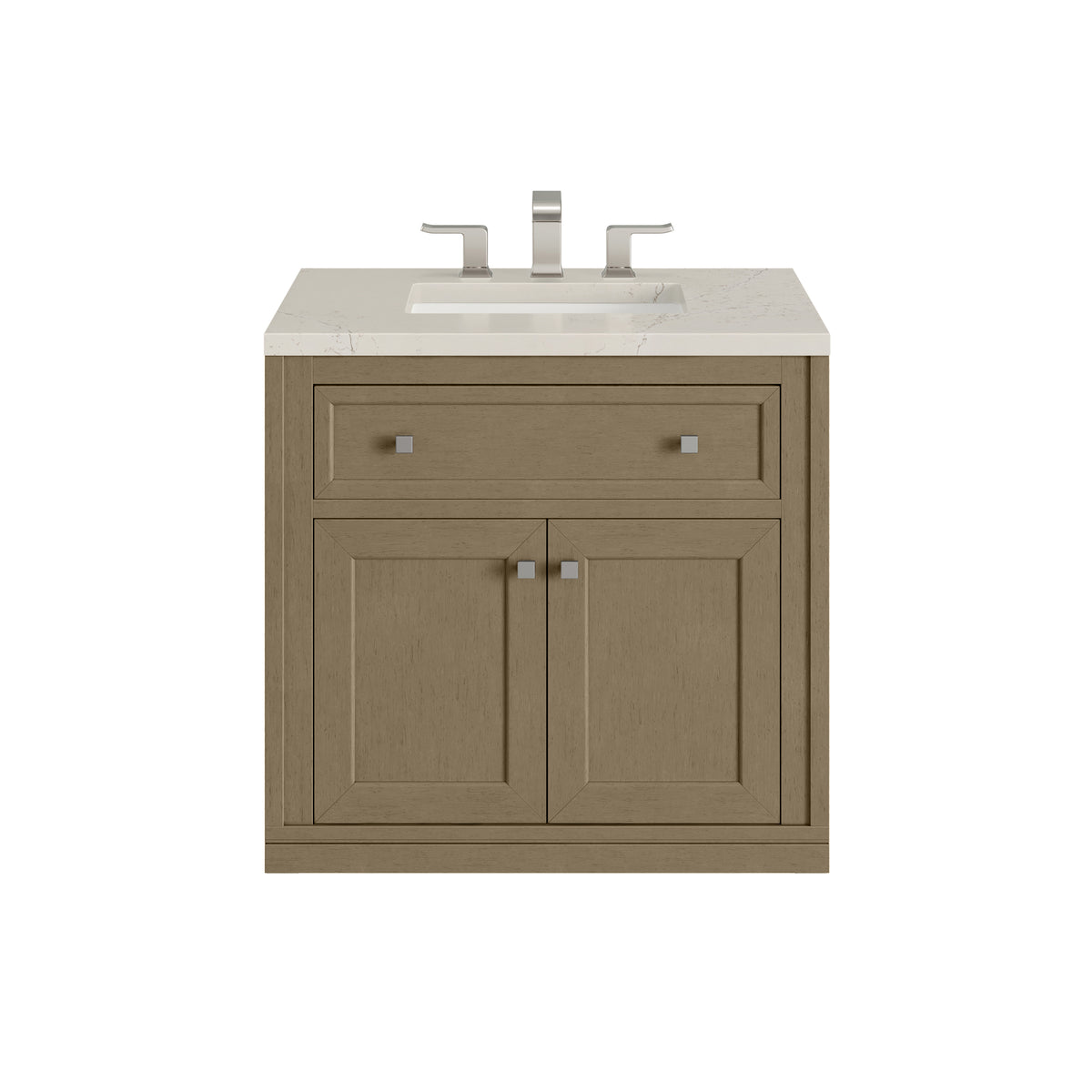 James Martin Vanities Chicago 30" Walnut Whisper Single Vanity With 3 CM Siberian Silestone Top
