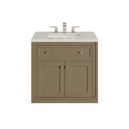 James Martin Vanities Chicago 30" Walnut Whisper Single Vanity With 3 CM Siberian Silestone Top