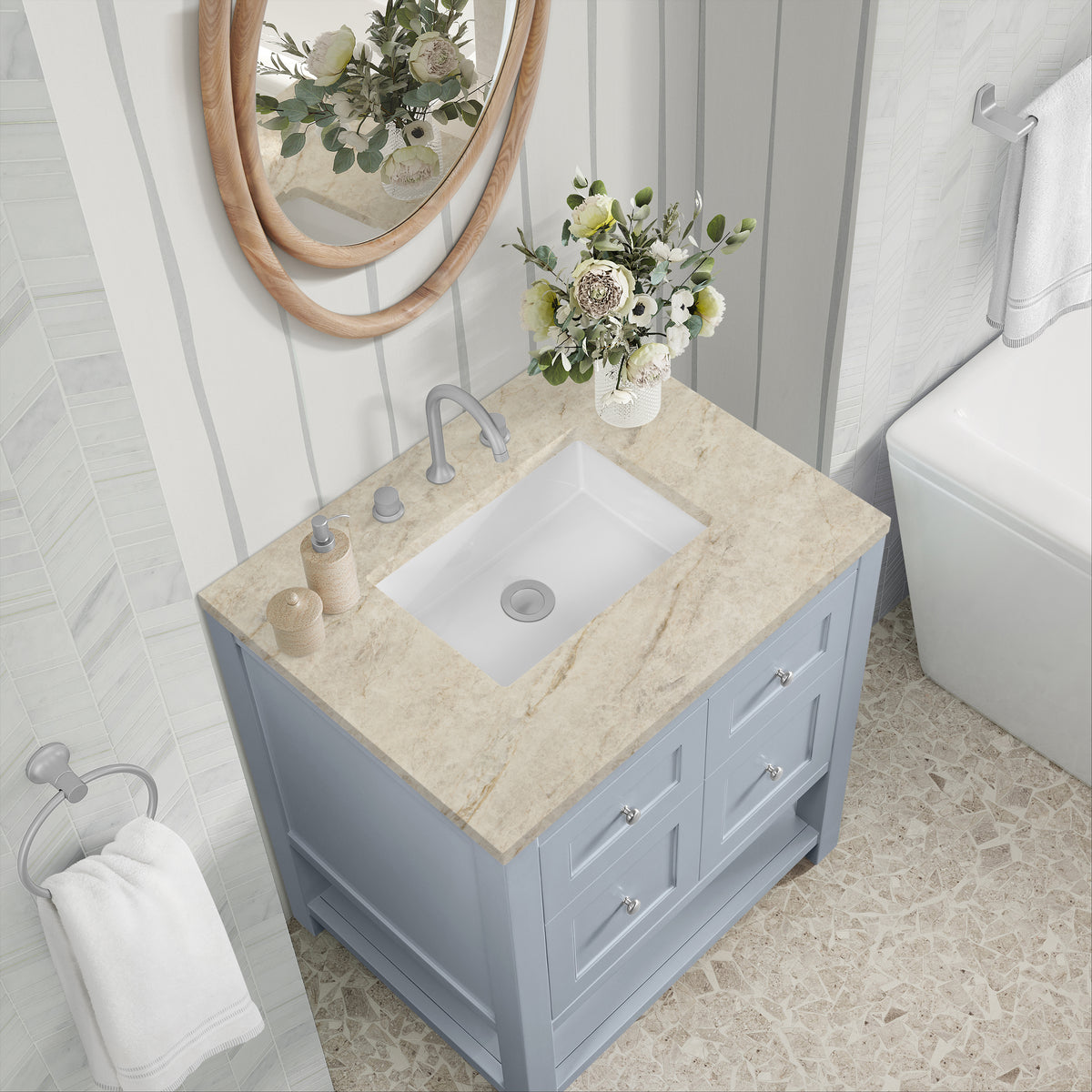 James Martin Vanities Breckenridge 30" Serenity Blue Single Vanity With 3cm Tajnar Eclos Top