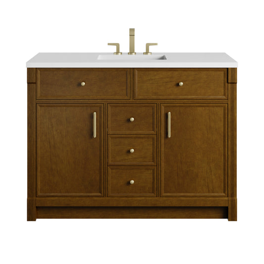 James Martin Vanities Bellshire 48" Honey Oak Single Vanity With 3 CM White Zeus Silestone Top