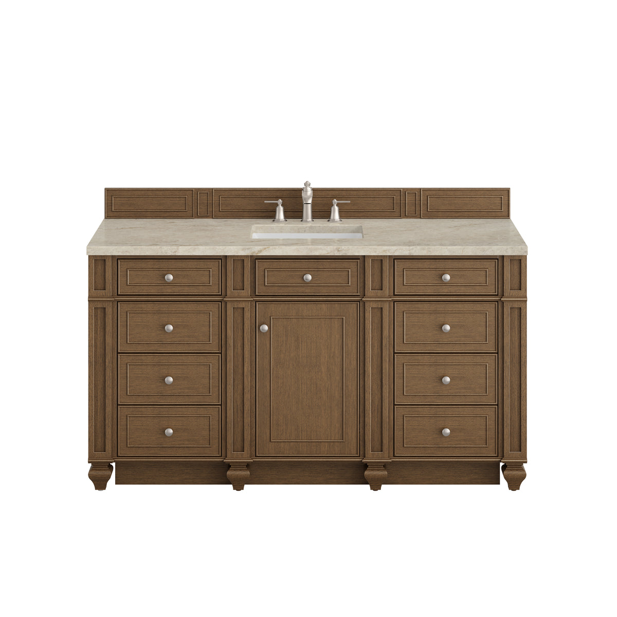 James Martin Vanities Bristol 60" Saddle Brown Single Vanity With 3 CM Tajnar Eclos Top