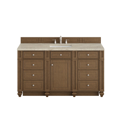 James Martin Vanities Bristol 60" Saddle Brown Single Vanity With 3 CM Tajnar Eclos Top